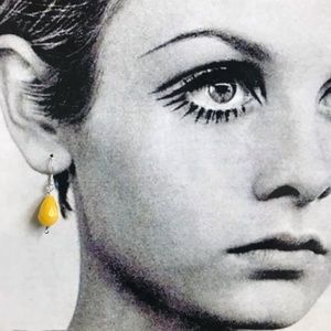 Crystal Teardrop Earrings Sterling Silver Yellow